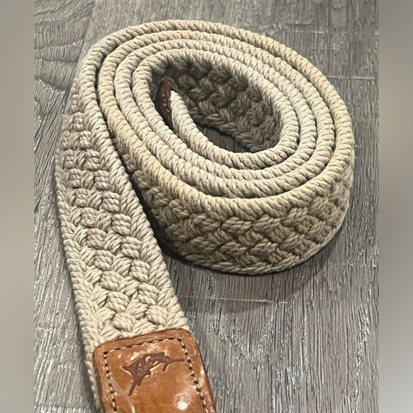 Kahala Torino Size 38 Stretch Knit Woven Made in Italy Khaki Belt - Picture 8 of 13